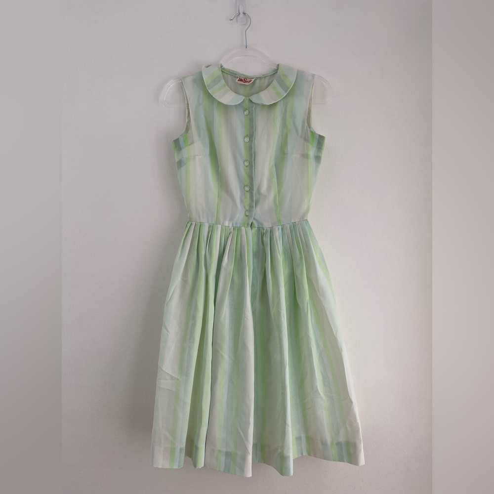 Vintage Green Striped Fit And Flare Dress